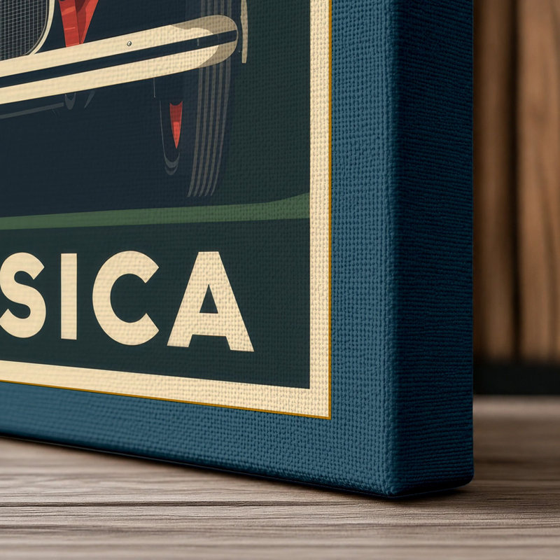 Classica Automotive Art Deco - Wrapped Canvas, 18x12 - 45.7 x 30.5 cm, Teal Border