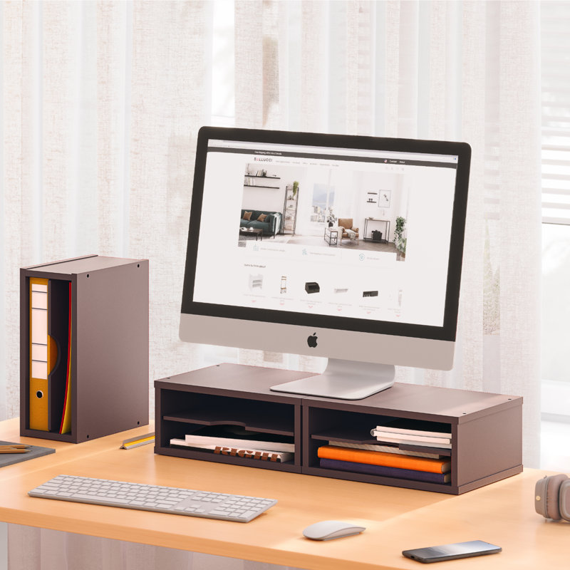 Logan Stackable 2-Tier Paper Organizer and Monitor Stand, Espresso