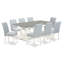 L'ensemble 9 pièces comprend une table rectangulaire en ciment et 8 chaises rembourrées en lin bleu bébé avec dossier haut - Lin brossé blanc-2054196294-2120022520-2054196295