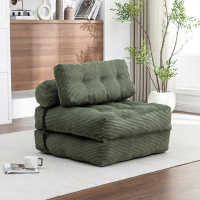Canapé-lit pliant, canapé-lit convertible avec matelas pliable avec coussin de dossier et support pour dossier, canapé-lit pliant portatif et canapé-lit confortable pour le salon, vert, simple