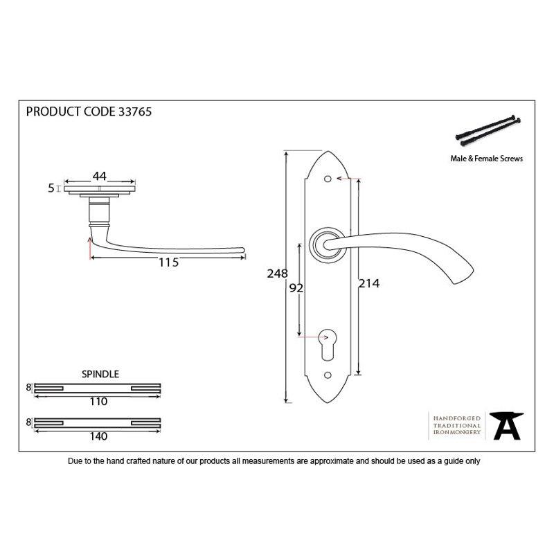 Gothic Lock Door Handle, Pewter Patina, Left