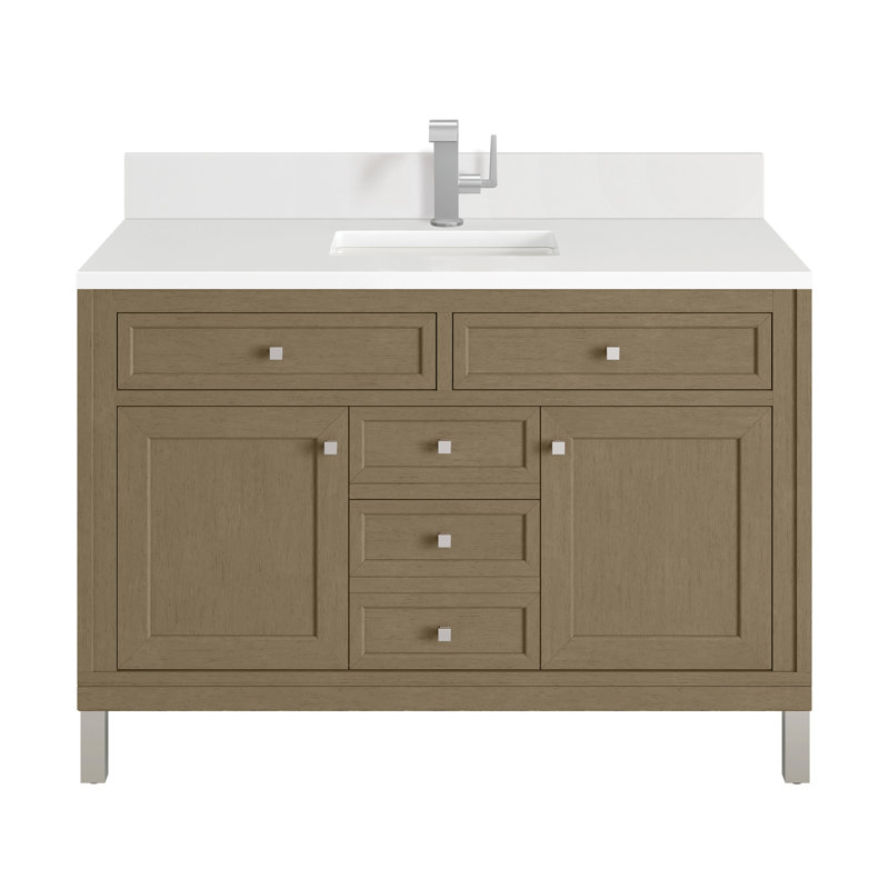 Chicago 48 in. Single Vanity, Walnut Whisper, White Zeus, Single-Hole