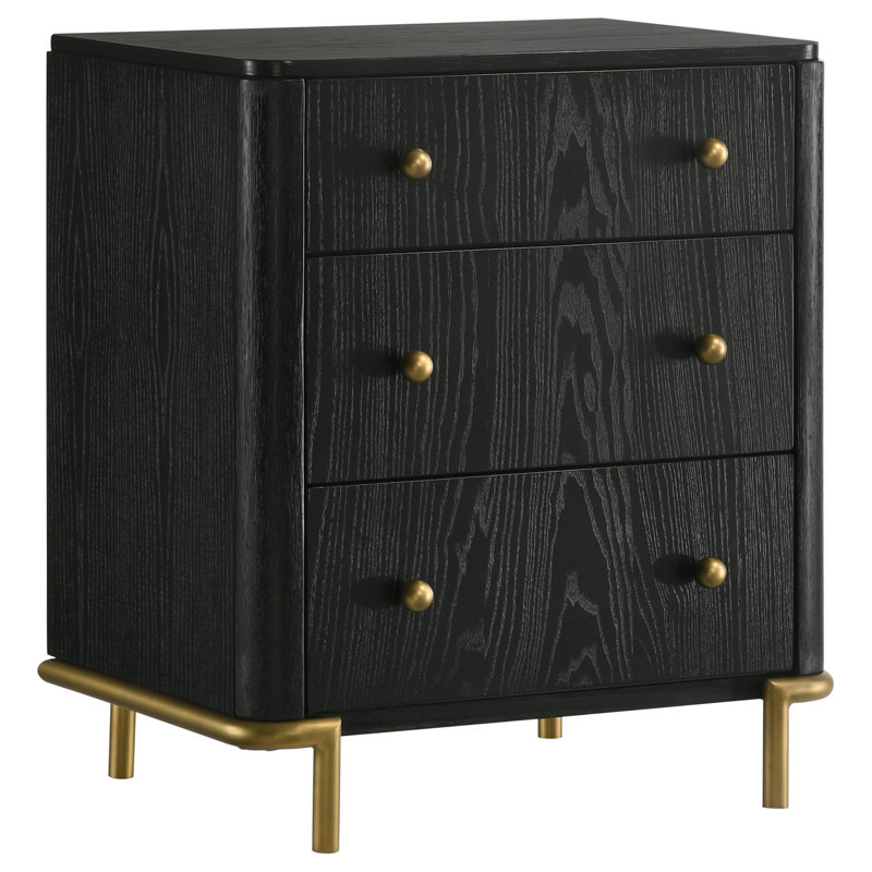 Table de chevet 3 tiroirs noire