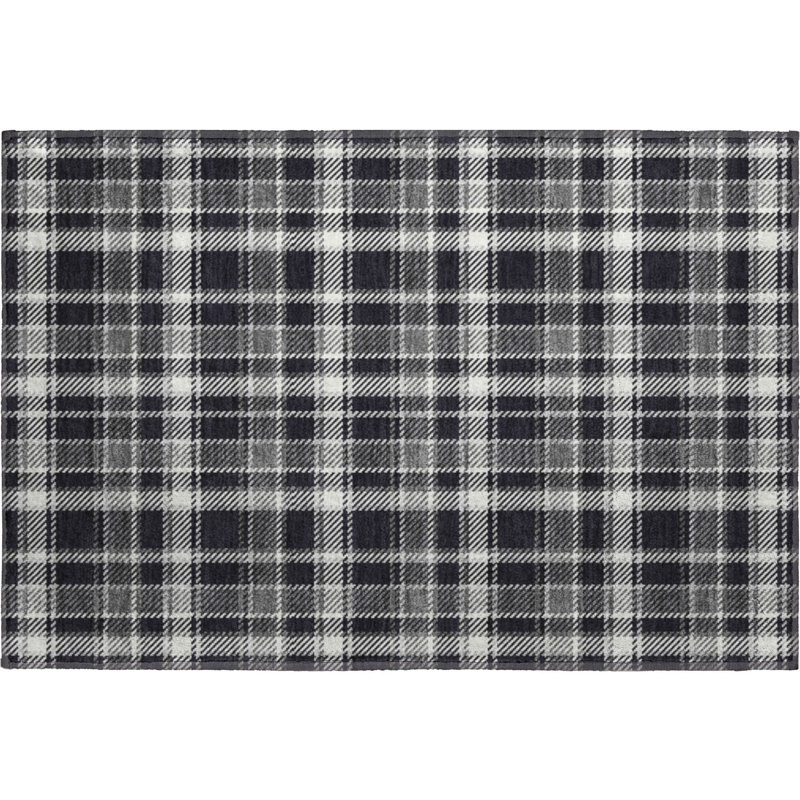 Premium Machine Washable Cerrito AMF563 Black Rug, Rectangle 1'8" x 2'6"