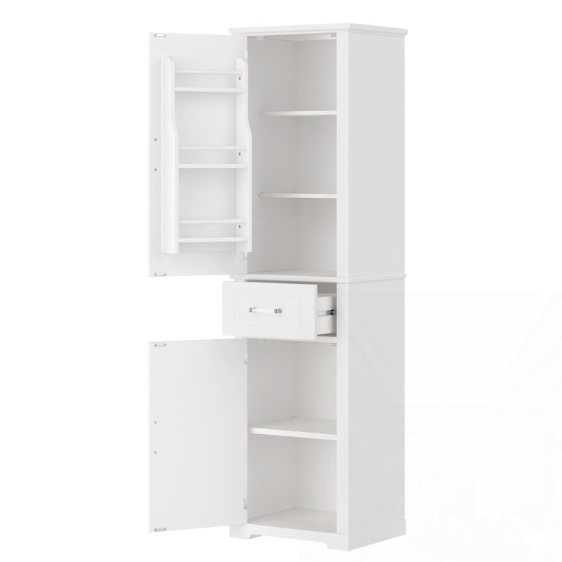 Armoire de rangement haute avec 4 portes, Blanc