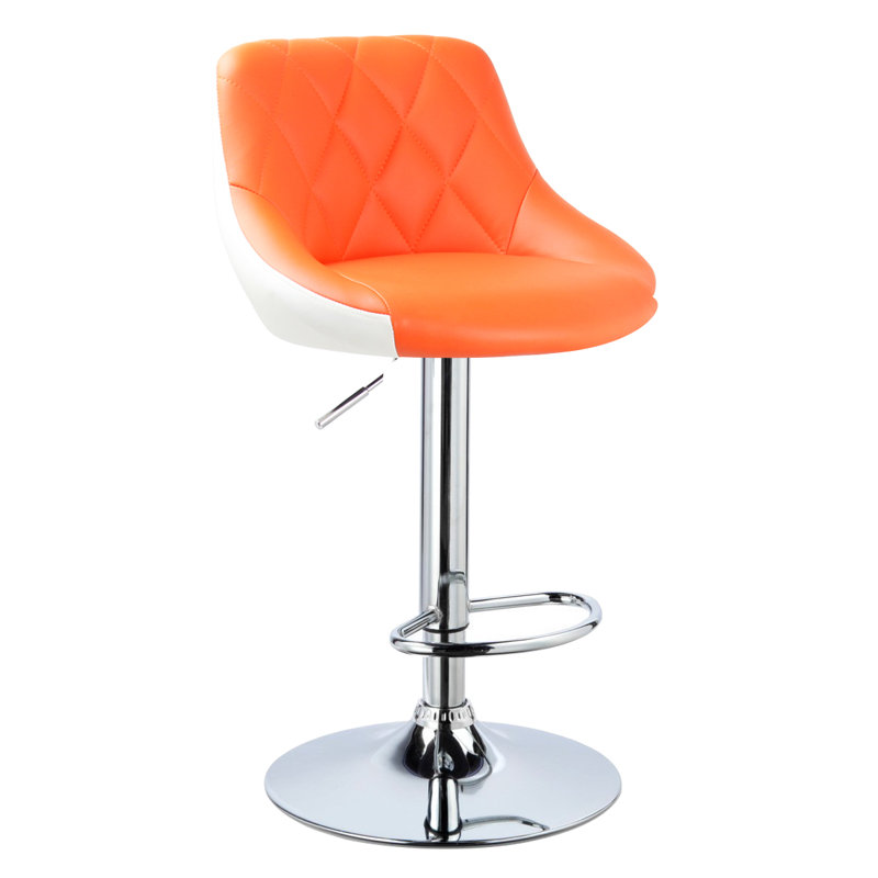 Dequay Swivel Bar Stool, Orange/White