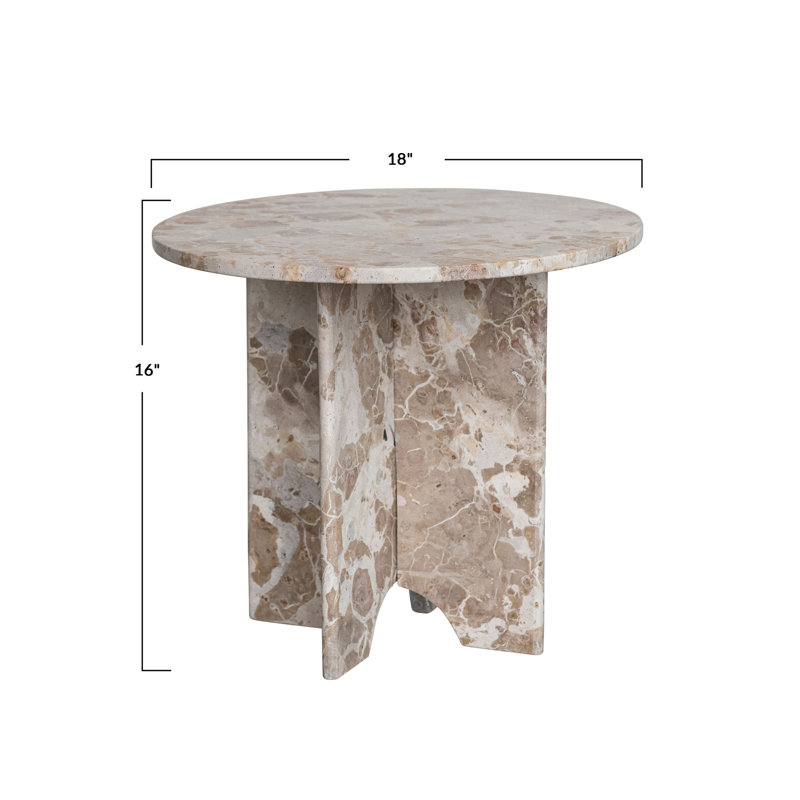 Ronan Round Mable Accent Table with Interlocking Cross Base
