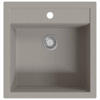 Belfry Kitchen Emeline W Single Bowl Stone Kitchen Sink with 1 Faucet Hole