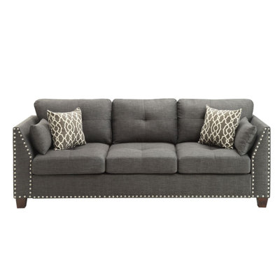 Canapé moderne en lin gris anthracite Sofalaurissa avec 4 coussins