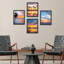 «Coastal Palm Tree Beach Ocean Sea Sunset», ensemble de 4 impressions murales multicolores encadrées sur papier-93012053-93012056