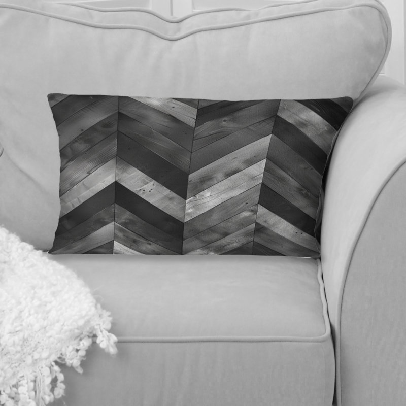 Coussin lombaire gris foncé à chevrons II - moderne