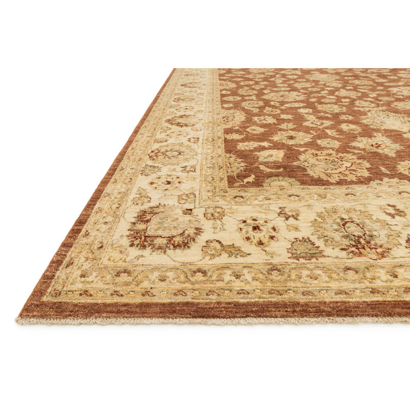 Tapis rouille / ivoire en laine noué à la main Durden, Tapis de couloir 2 pi 6 po x 14 pi