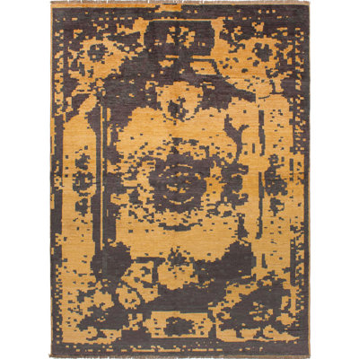 Quincy One-of-a-Kind 7'4" X 9'10" 2010s Viscose Area Rug in Yellow