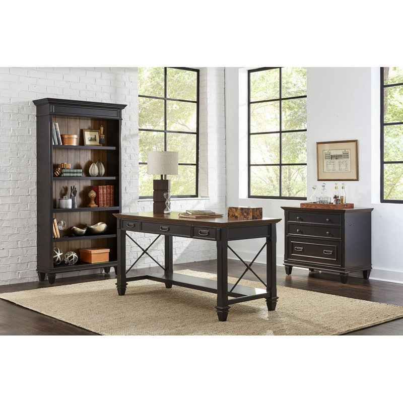 Biarni Writing Desk with Power Outlet, Chestnut/Brown