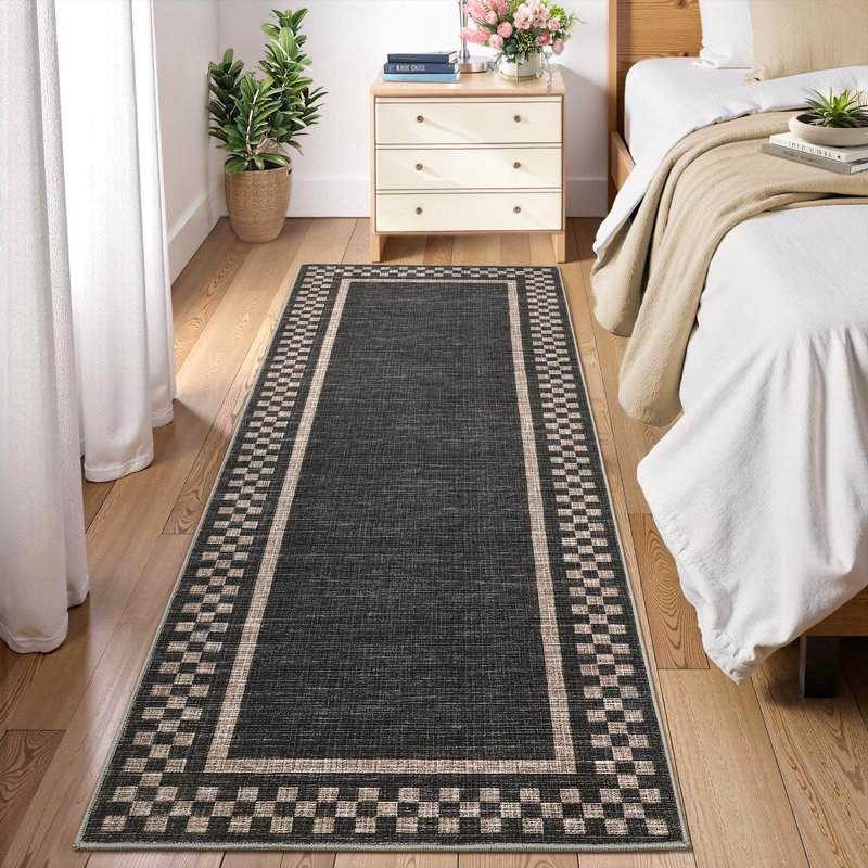 Area Rugs for Living Room, Non Slip Washable Rug, Low Pile Lightweight Modern Checkered Large Soft Carpet, Stain Resistant Foldable Floor MNats for Bedroom, Home Office
