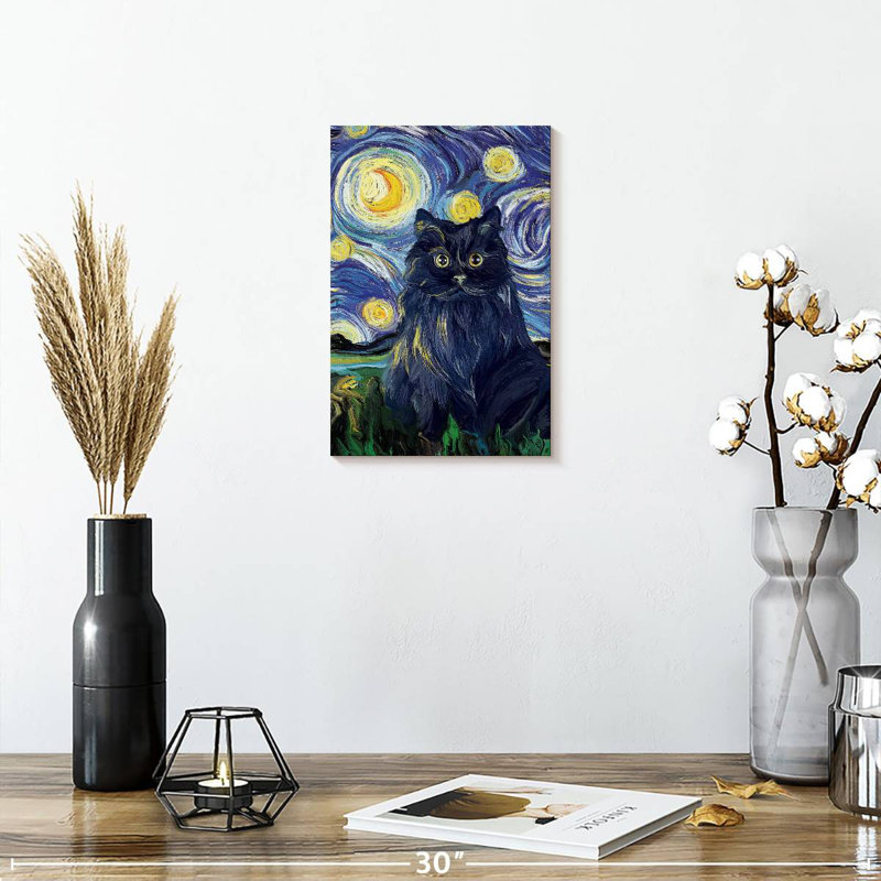 Brampt Abstract Black Cat, 12" H x 8" W