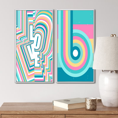«Vintage Rainbow Colorful Geometrics III», ensemble de 2 reproductions