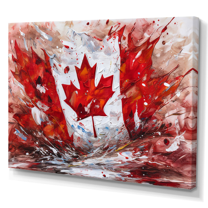 Drapeau canadien flottant - impressions sur toile, H 12 po x l 20 po, Toile tendue