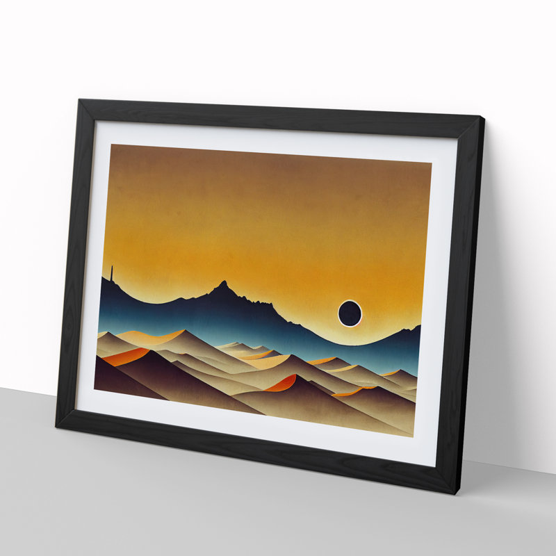Desert Sunrise - Single Picture Frame Painting, Black, 25cm H x 34cm W x 2cm D