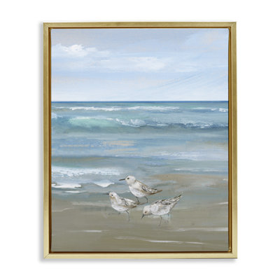 Cadre flottant Sanderlings sur vagues douces, design par Nan