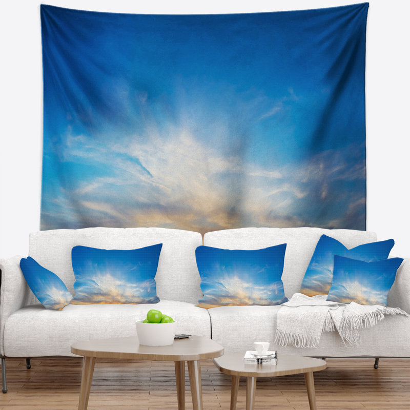 Paysage tapissier bleu ciel, H 50 po x l 60 po