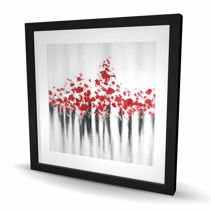 Falling Red Dot - Reproduction mat contemporaine encadrée pour la décoration