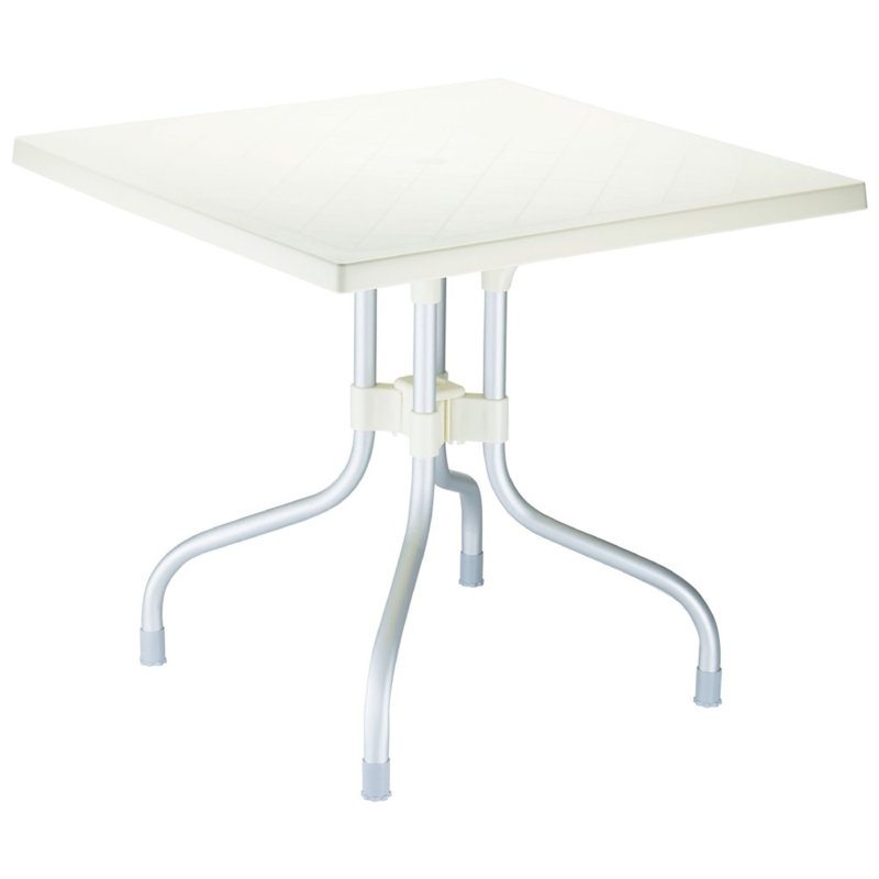Square Outdoor Bistro Table With Umbrella Hole , 31'' in. W 31'' in. D, Beige