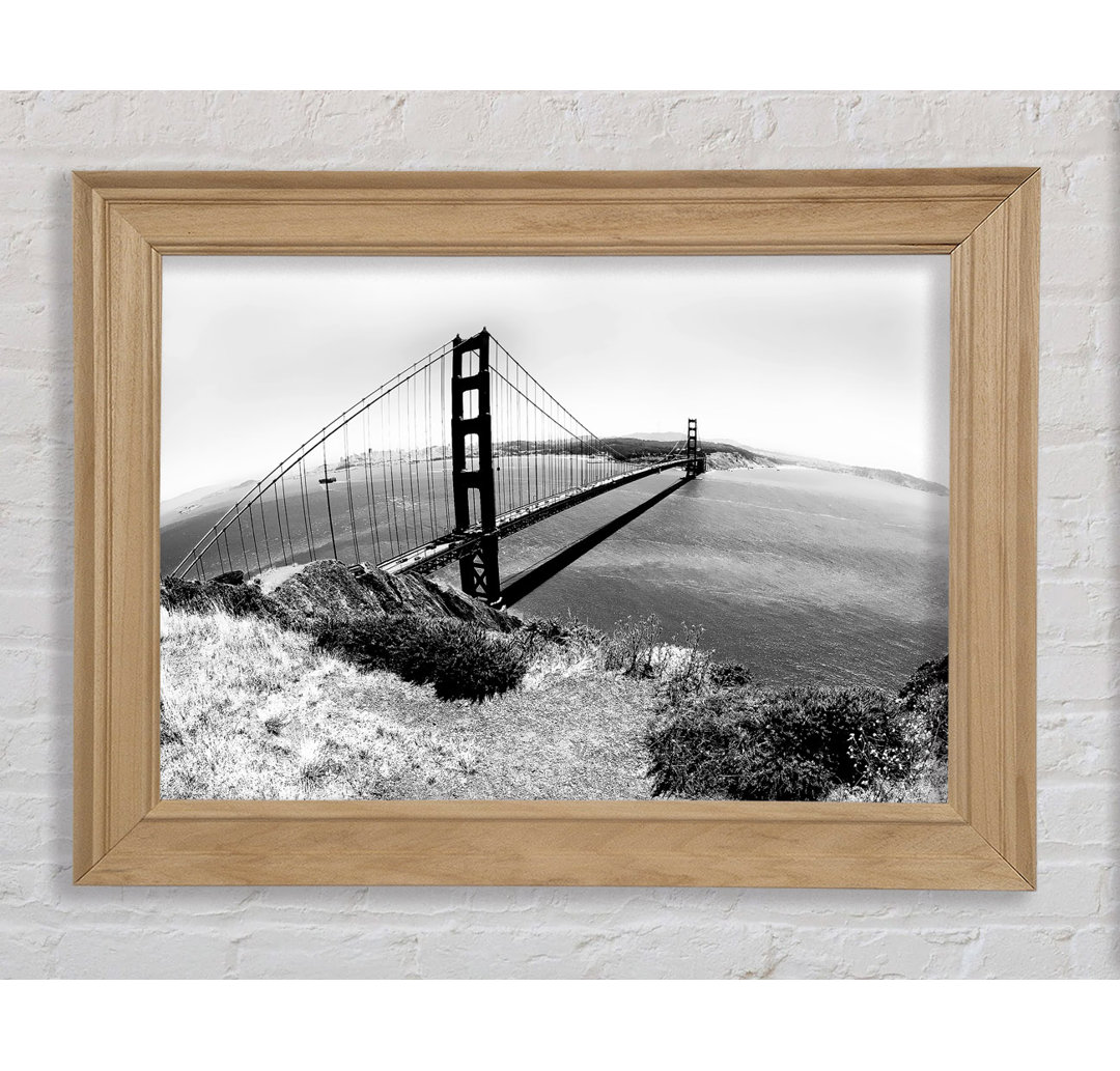 San Francisco Bridge B N W Across the Waters - Bilderrahmen Kunstdrucke