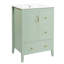 Meuble-lavabo de 24 po avec lavabo, une armoire avec porte à fermeture douce, 3 tiroirs à fermeture douce, poignées en métal rétro, vert clair