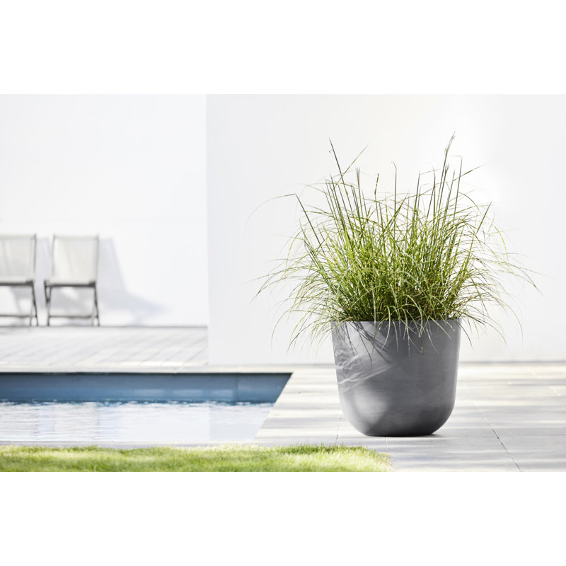 Ecopots Oslo Indoor/Outdoor Modern Recycled Plastic Flower Pot Planter, Gray, 15.5" H x 17.75" W x 17.75" D