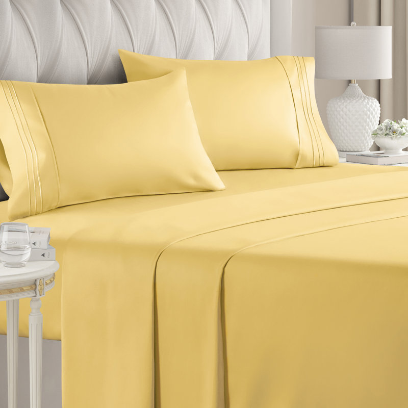 Premium Cooling, Soft & Wrinkle Free Sheet Set - Ultra Soft & Premium Hotel Luxury Bed Sheet Set, Yellow