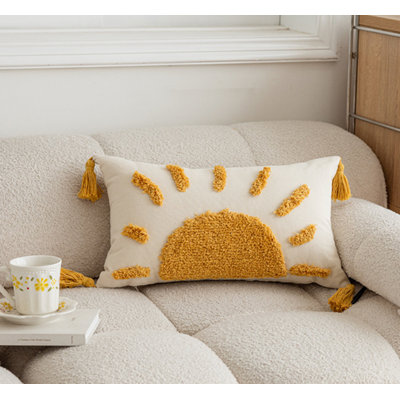 Abstract Yellow Rectangular Lumbar Cushion Cover