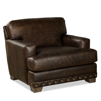 Nixson 43'' Wide Genuine Leather Top Grain Leather Armchair