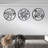 Three Piece Wall Decor With Floral Hollow Out In Black Round Metal Envelope, Crafted From High - Grade Metal, 3D Visual Effect By Cutting Method, 0.08 Inch Thick For Resistance To Wear And Tear, Pre