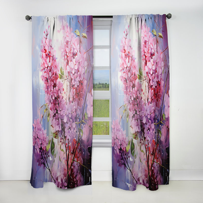 Gurjot Lilacs Lilac Serenade I - Traditional Velvet Curtain - Room Darkening - 1 Panel, 52" W x 120" L
