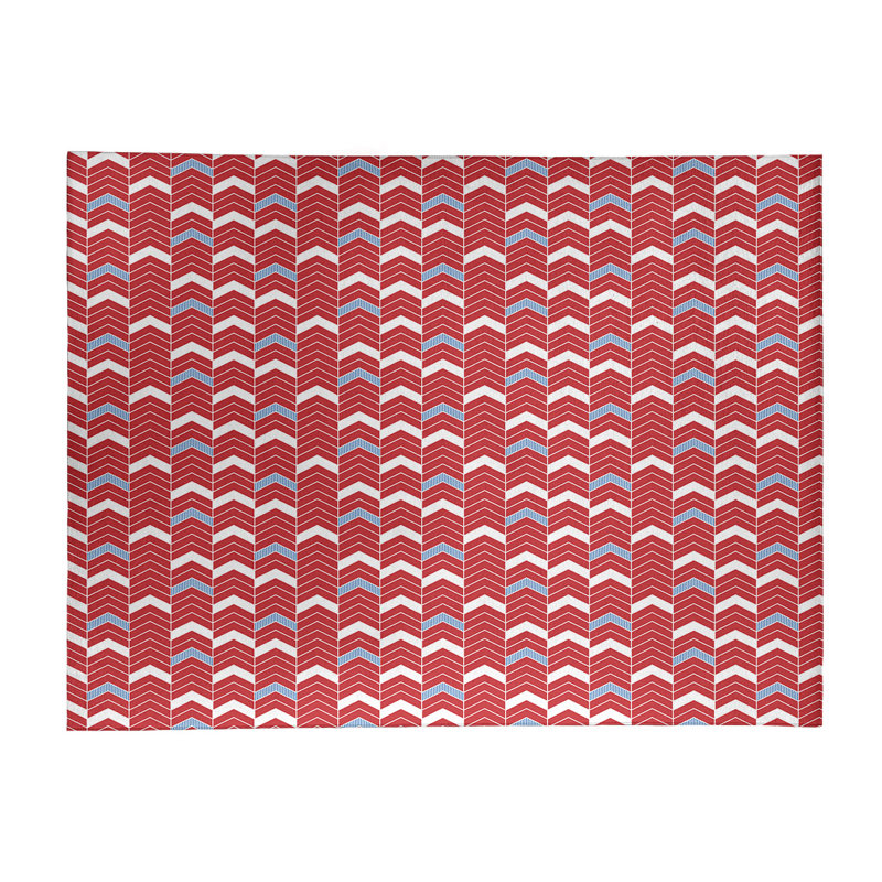Tapis de zone rouge/bleu fait main, Rectangle 9 pi x 12 pi