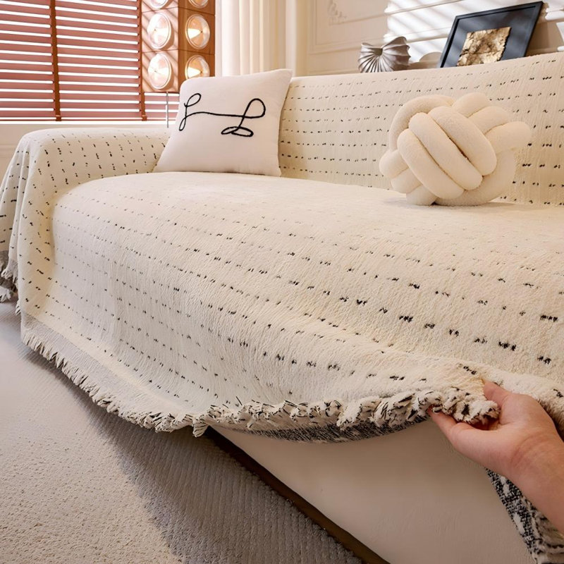 Sofa Slipcovers Premium Chenille Dotted Muster Sofa Cover Pet-friendly Protection Stylish Comfort, 71" H x 150" W