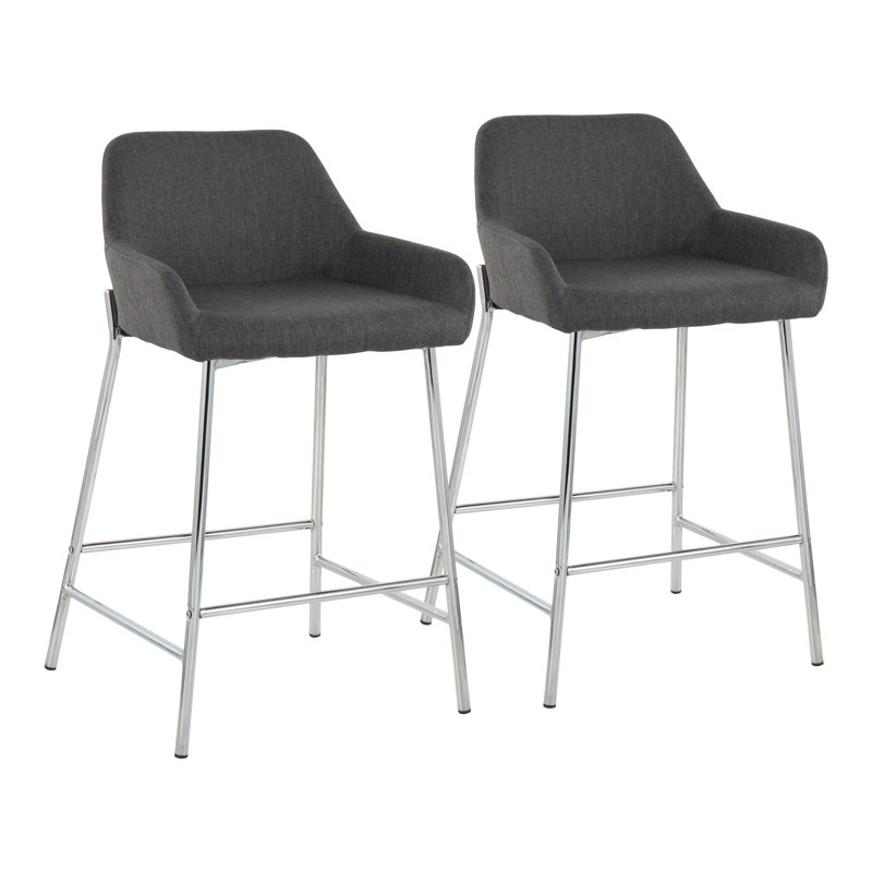 Tabouret 30 ", Tabouret de bar (siège d'une hauteur de 30 po), Chrome, Mélange de polyester gris anthracite