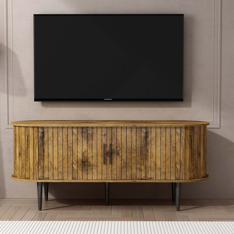 Console moderne avec compartiment de rangement et porte coulissante pour salon, chambre à coucher, bureau, 47" W, Brown