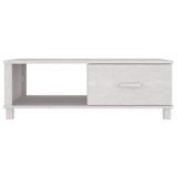 Coffee Table, Rectangular, Storage Drawer, White Solid Pine Wood