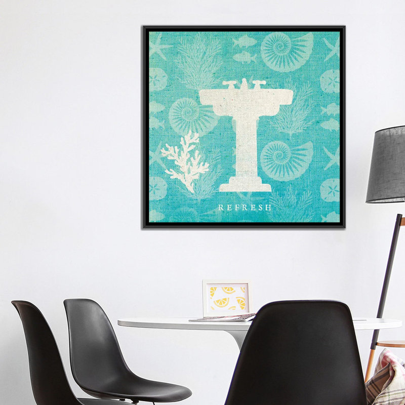 «Pacific Bath III», impression sur toile tendue, H 18 po x l 18 po x P 1,5 po, Toile encadrée noire, Pas de tapis