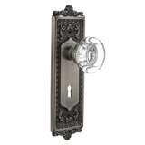 Egg & Dart Plate with Decorative Keyhole and Round Clear Crystal Door Knob