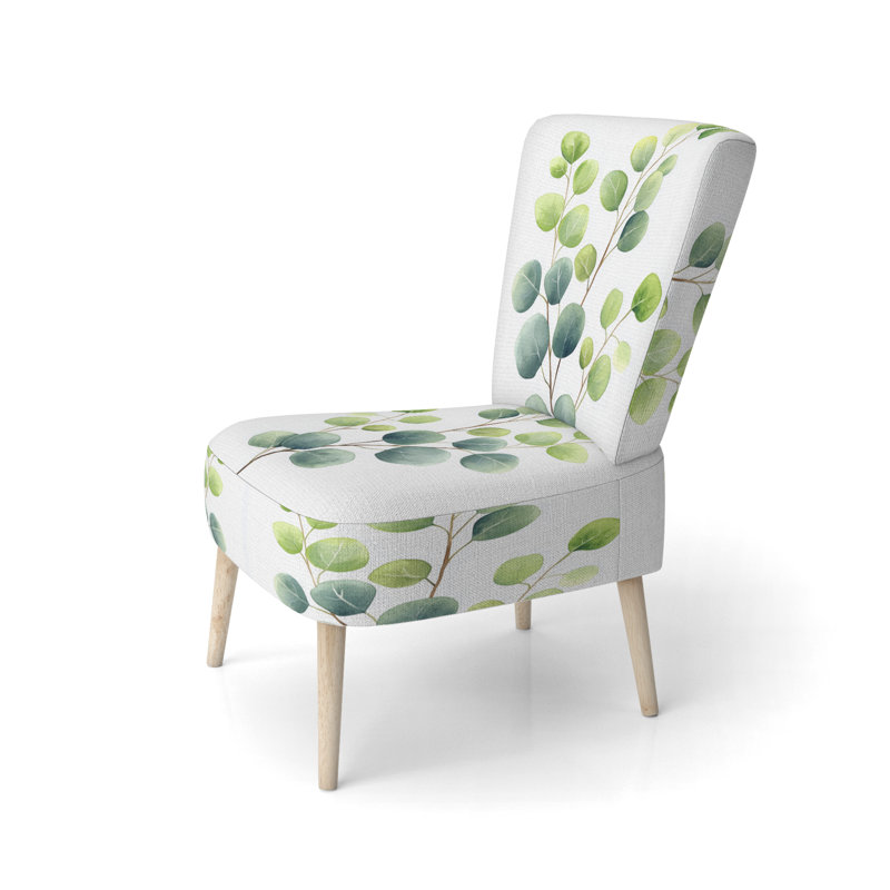 Chaise rembourrée en eucalyptus - Chaise d'appoint en branches d'eucalyptus aquarelle, Side Chair Armless