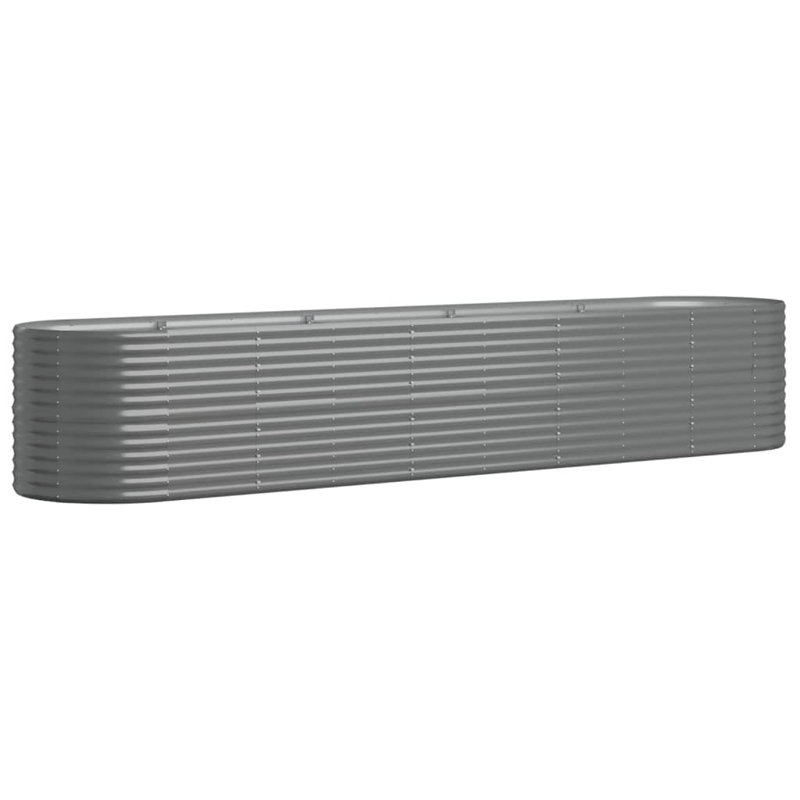 Garden Raised Bed Powder-coated Steel, Gray, 26.77" H x 144.88" W x 31.50" D