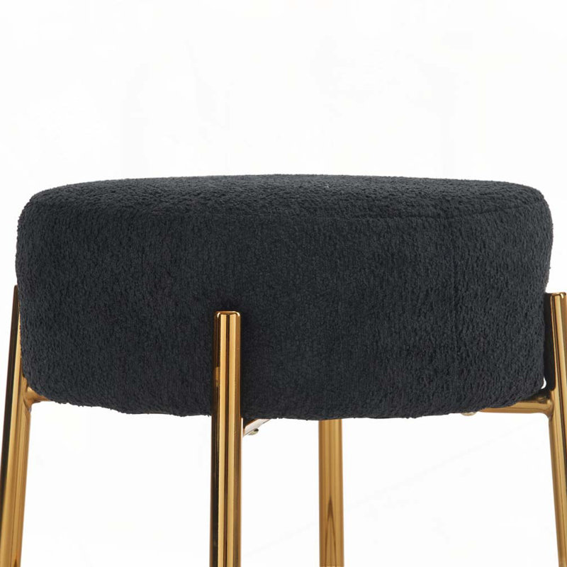 Round Bar Stools, Black Seat/Gold Frame