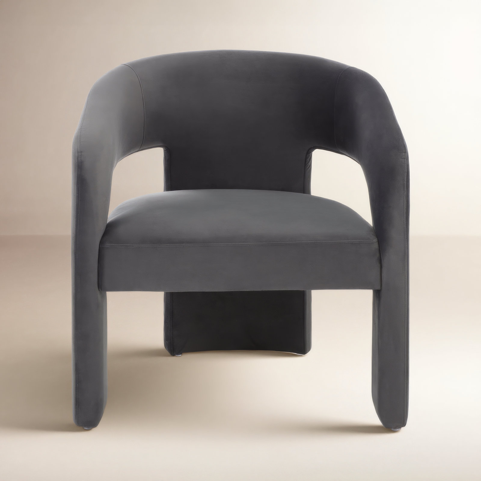 Ashlyn 28.5" W Upholstered Armchair, Dark Gray Velvet