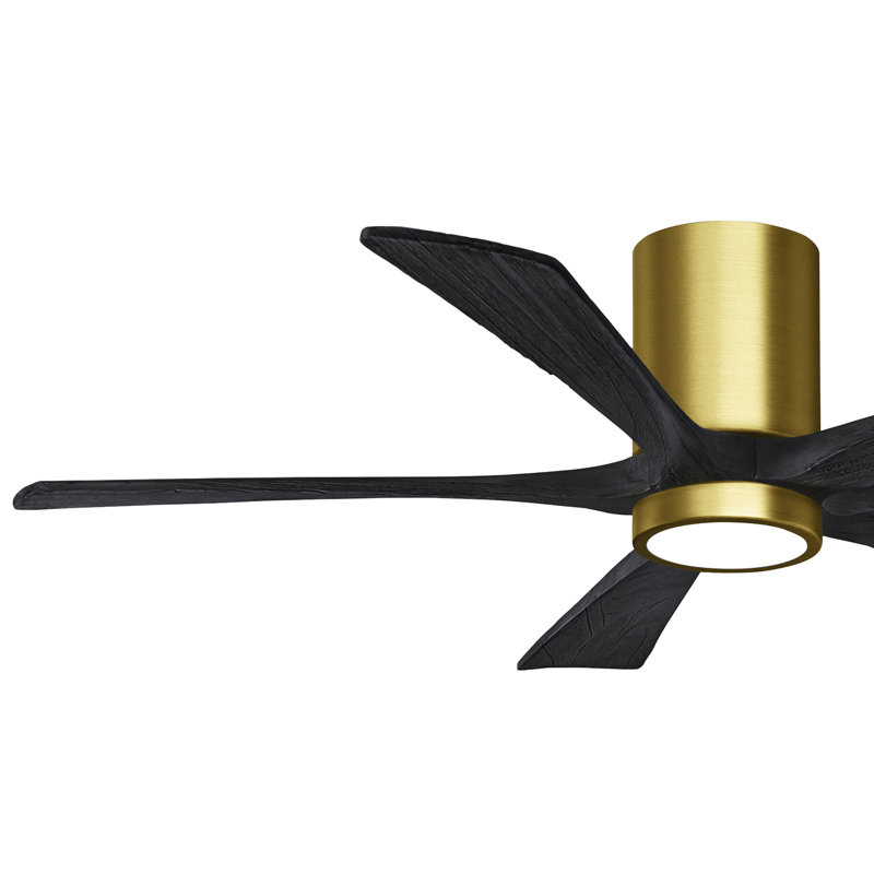 Irene Flushmount Light Kit 5 Blade LED Ceiling Fan, Brushed Brass, Matte Black, 52"
