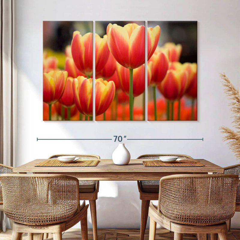Harnek Yellow Toned Red Tulips, 42" H x 65" W