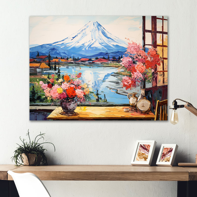 Montagne, montagne, Japon, fenêtres, Mont, Fuji 1 - Japon, art mural en métal MT134814, H 16 po x l 32 po x P 1 po