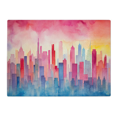 Skyline Watercolour No.2  Glass Chopping Board